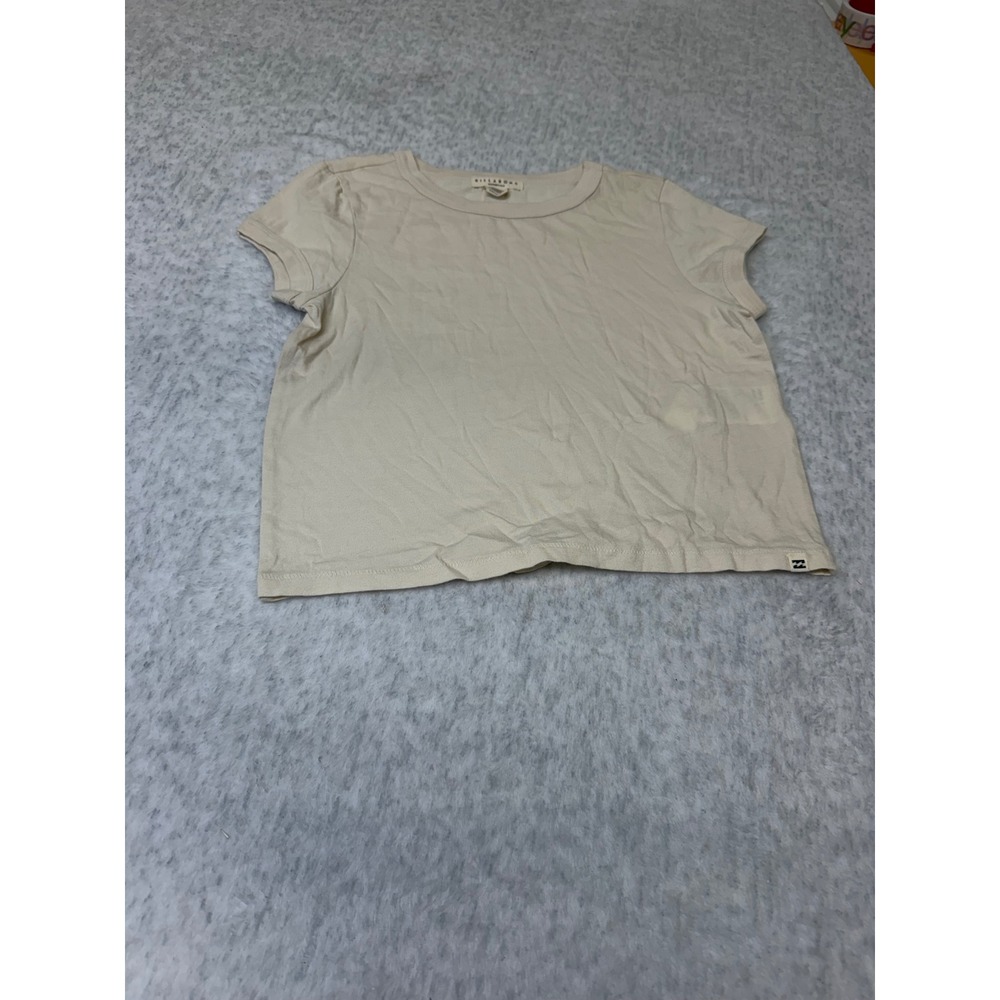 Billabong Essentials Womens Tan Beige Cotton Short Sleeve Crew Neck Tee M NWOT